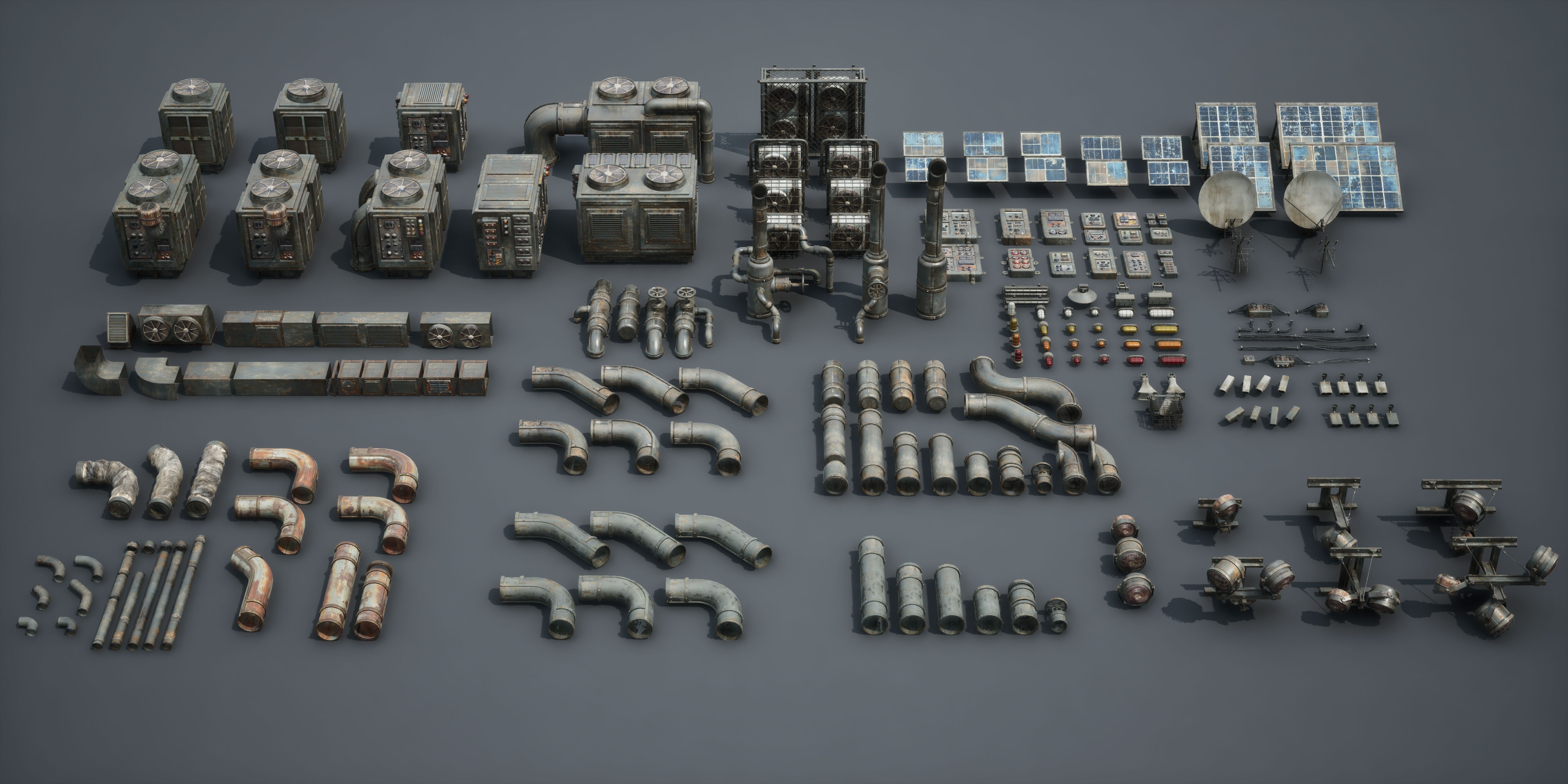 Post Apocalypse Survivor Environment Kitbash set 3D model_80