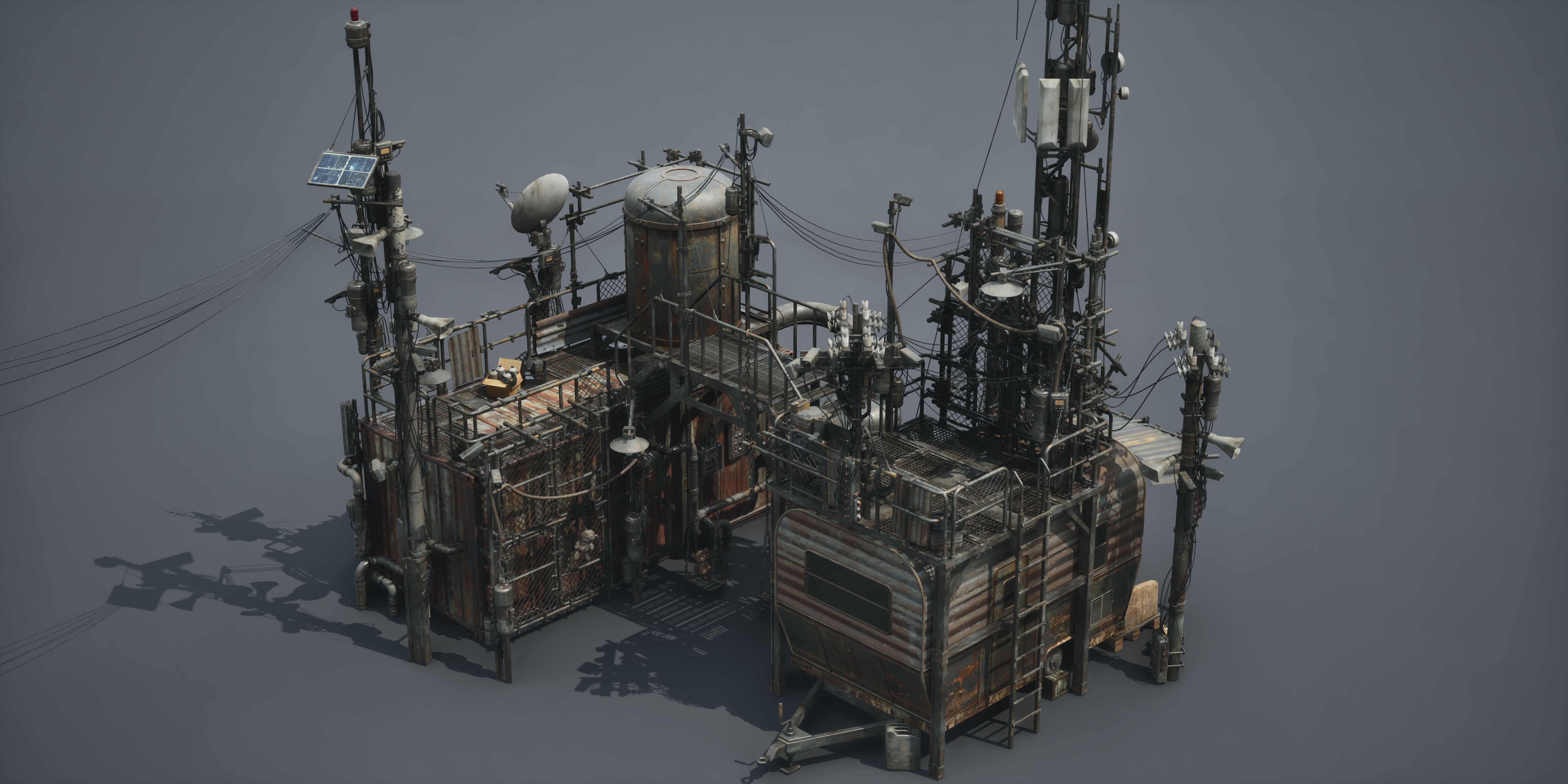 Post Apocalypse Survivor Environment Kitbash set 3D model_40