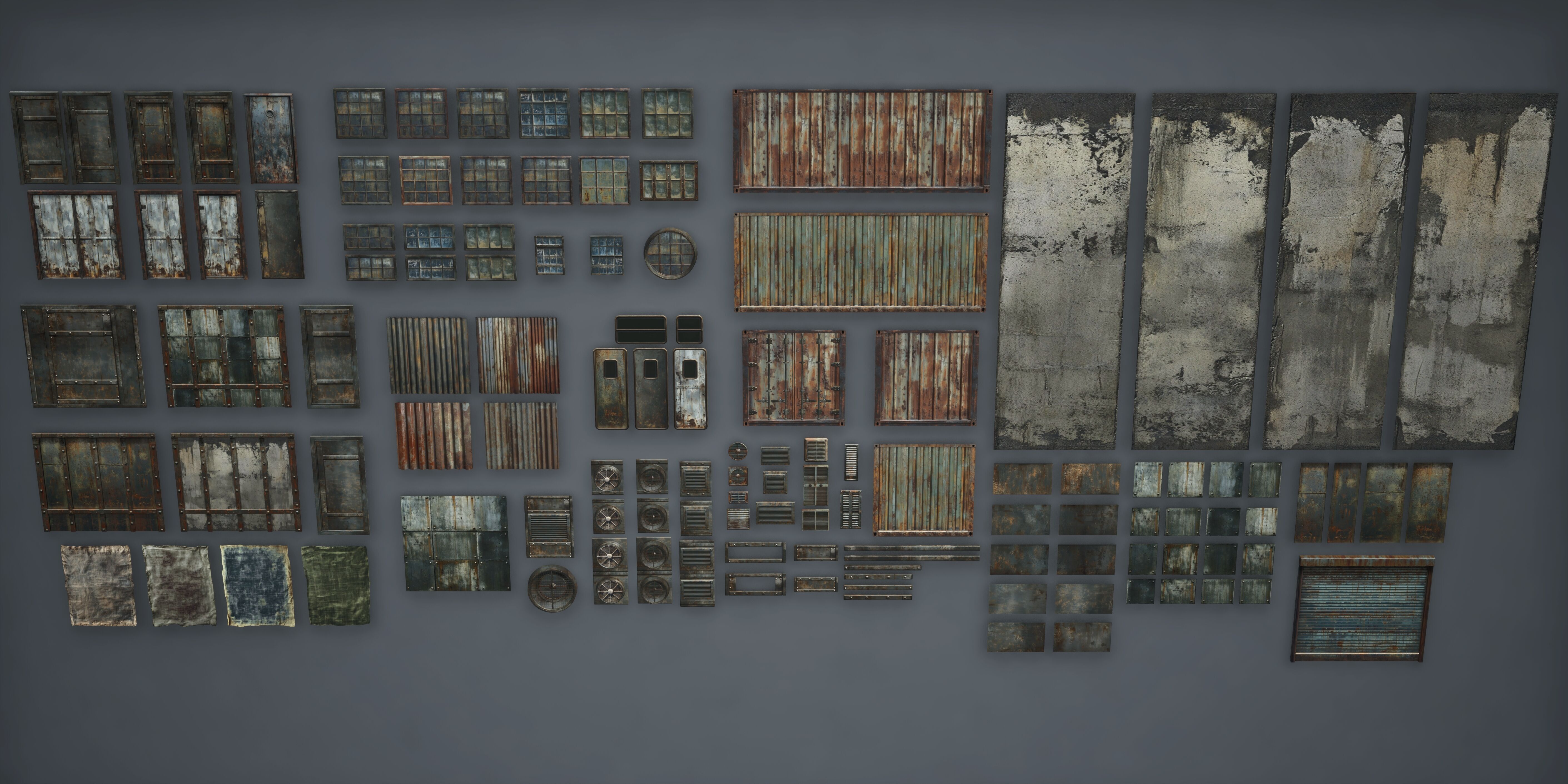 Post Apocalypse Survivor Environment Kitbash set 3D model_87