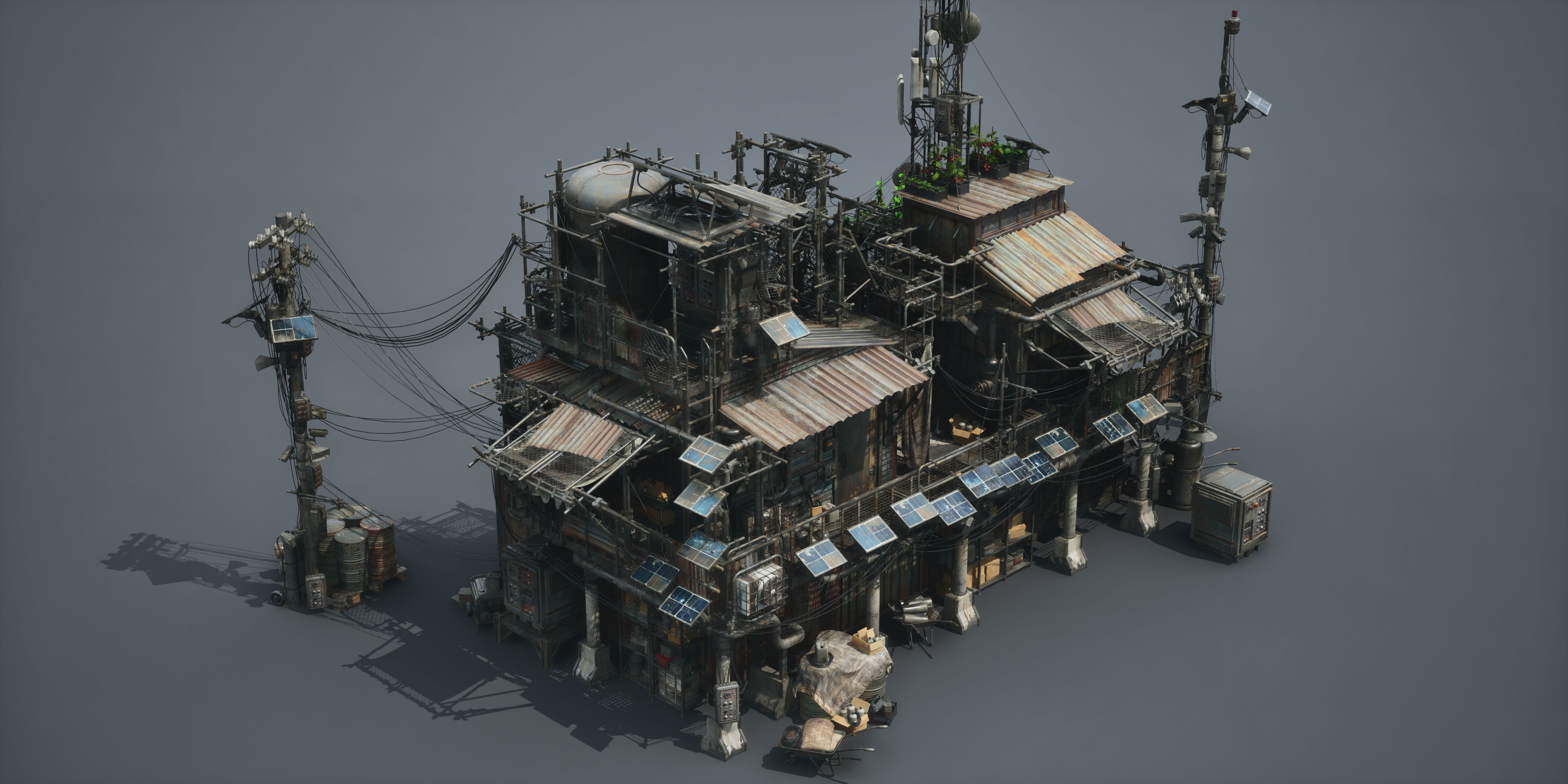 Post Apocalypse Survivor Environment Kitbash set 3D model_28