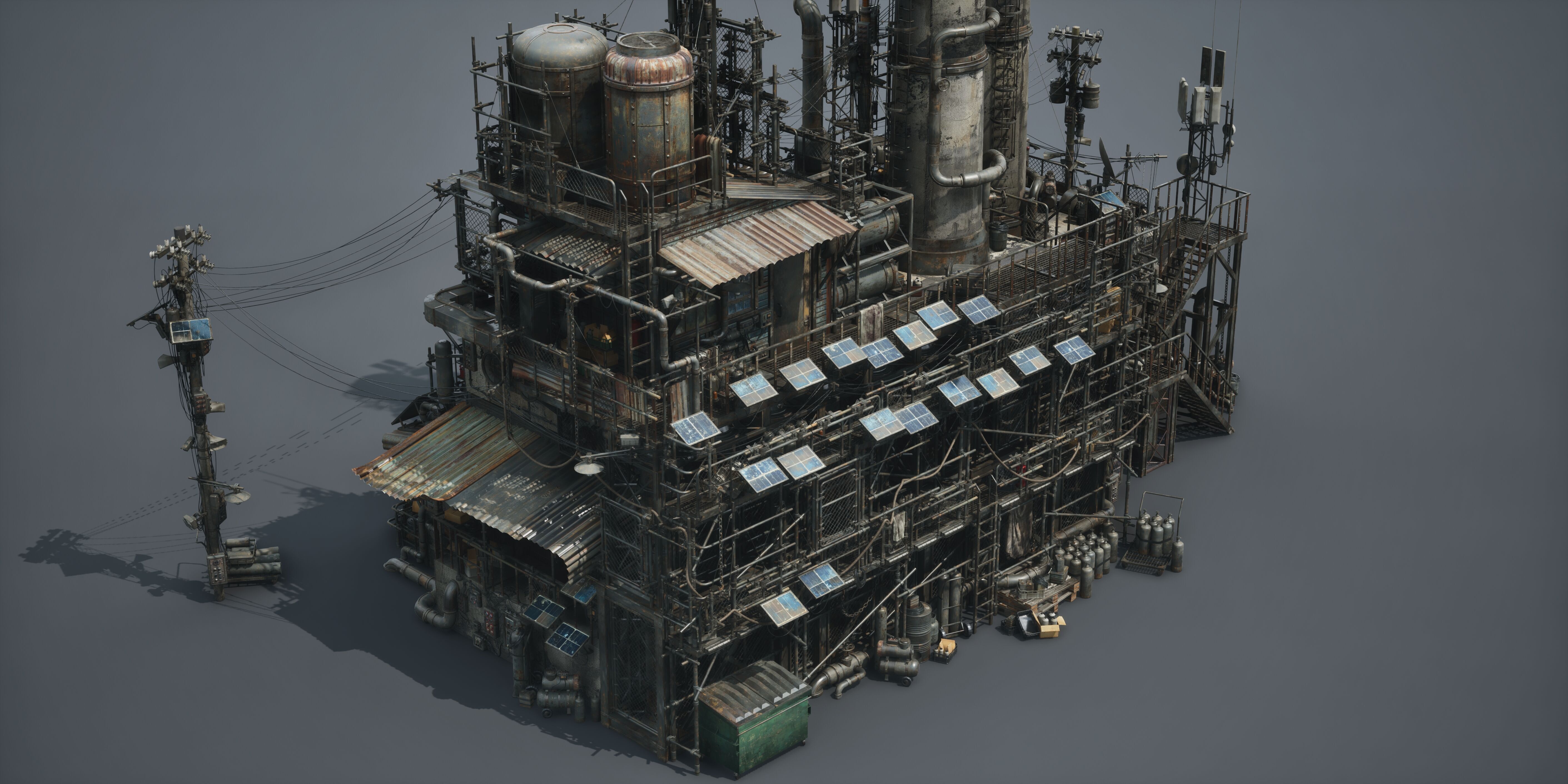 Post Apocalypse Survivor Environment Kitbash set 3D model_23