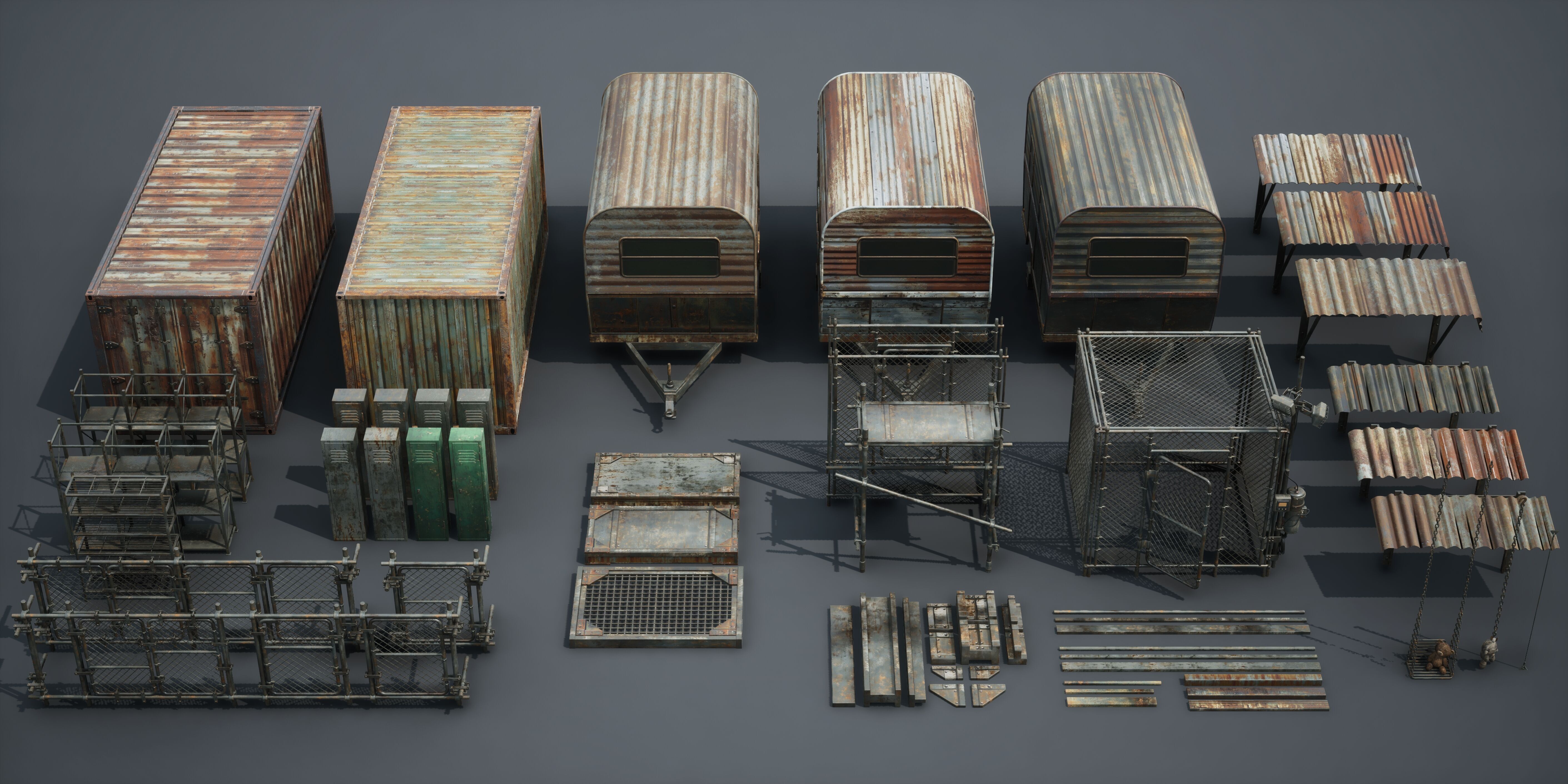 Post Apocalypse Survivor Environment Kitbash set 3D model_85