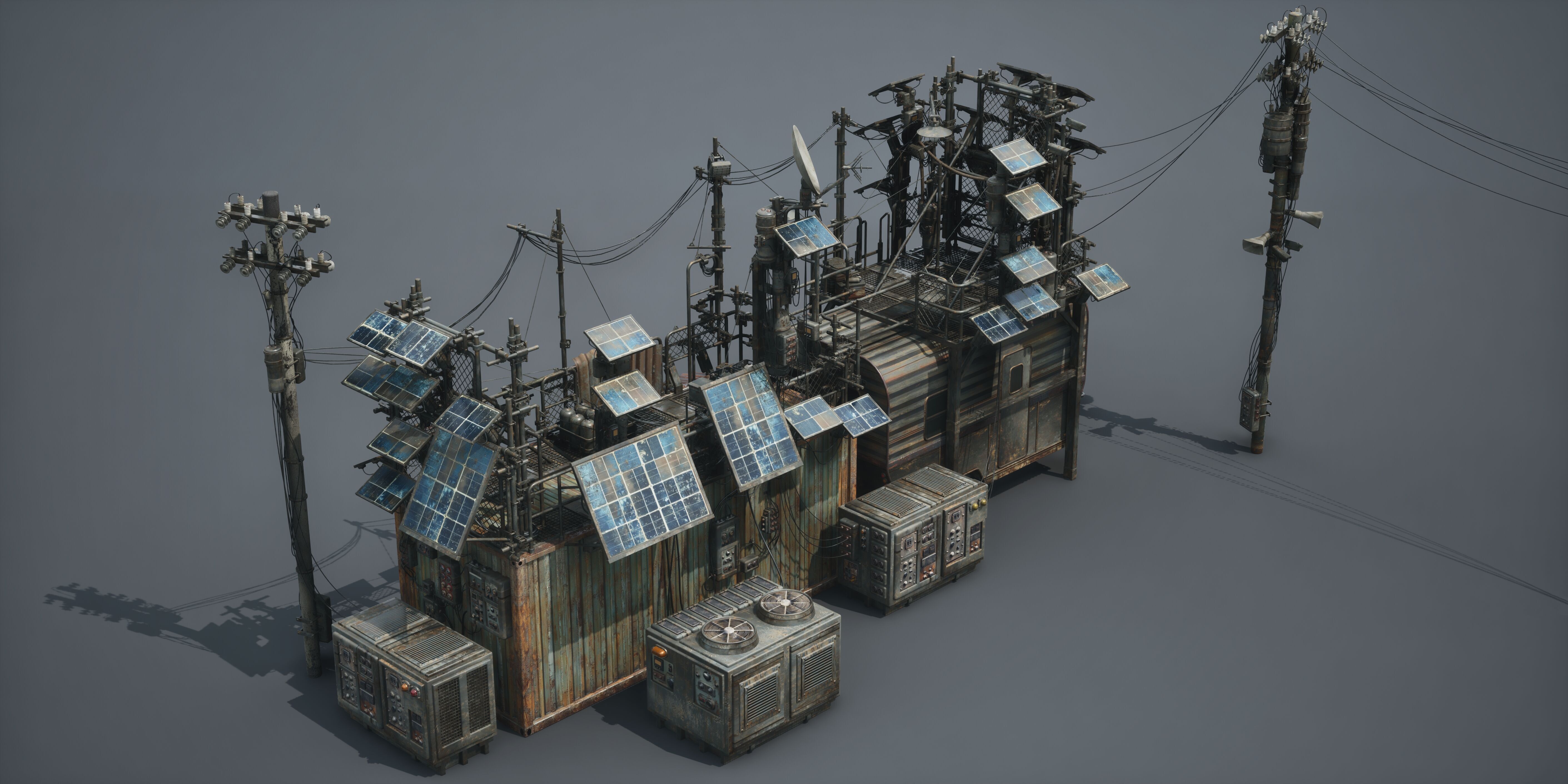 Post Apocalypse Survivor Environment Kitbash set 3D model_36