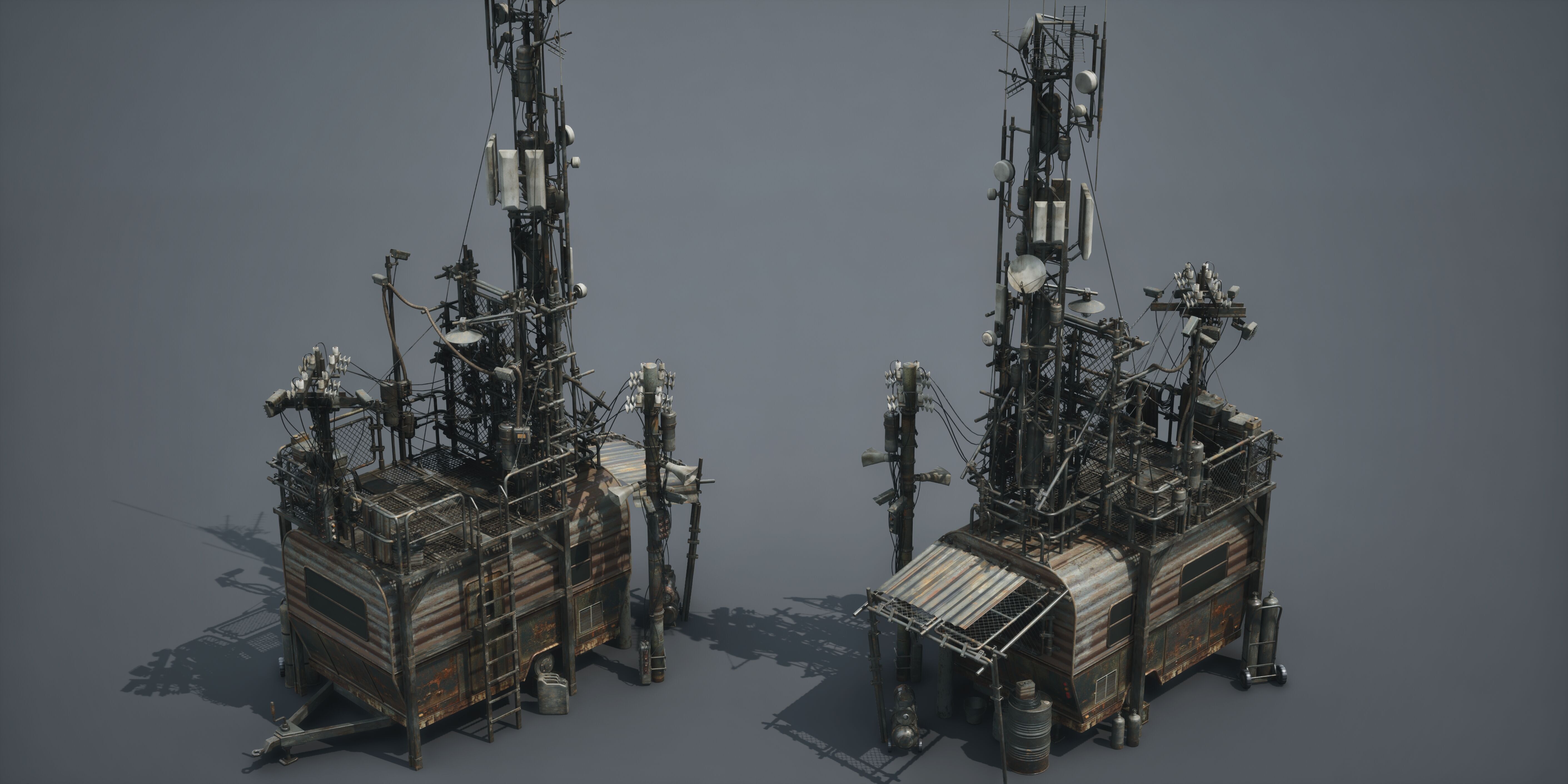 Post Apocalypse Survivor Environment Kitbash set 3D model_49
