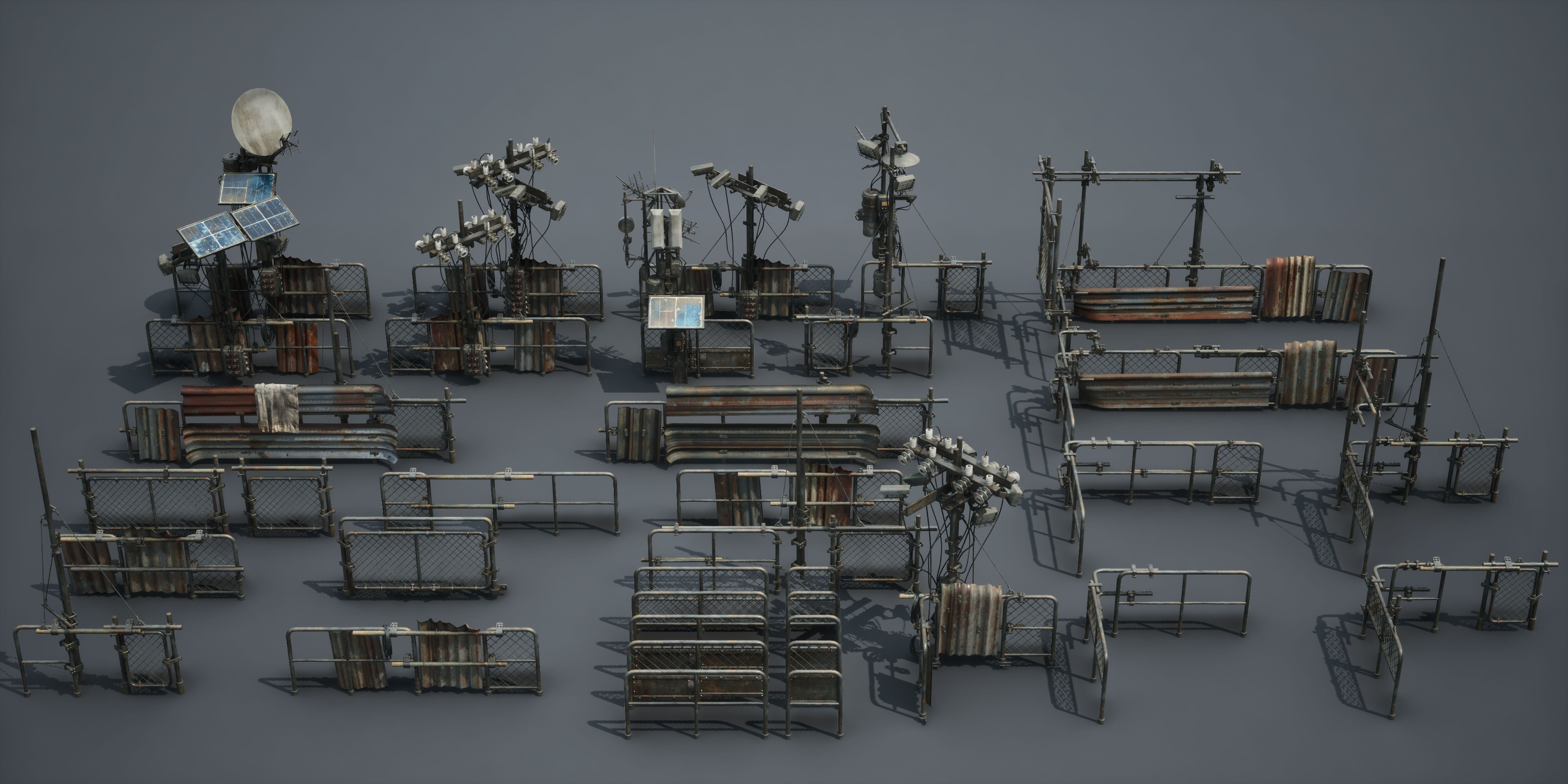Post Apocalypse Survivor Environment Kitbash set 3D model_75