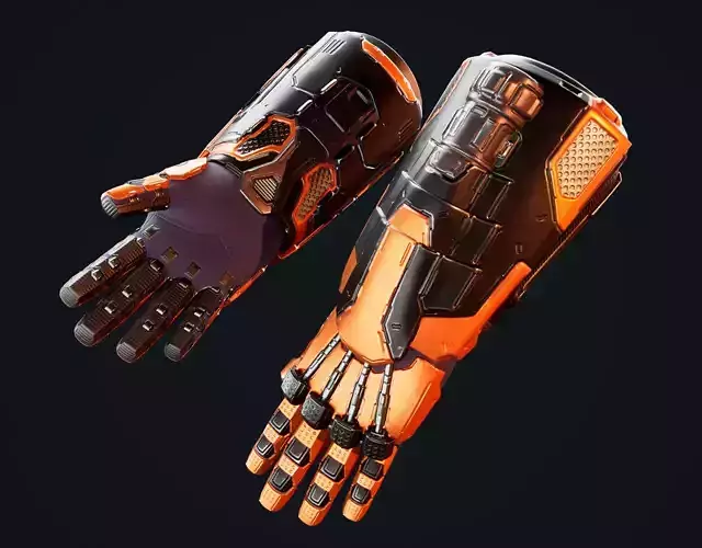 Sci-fi Power Gloves Low-poly 3D model