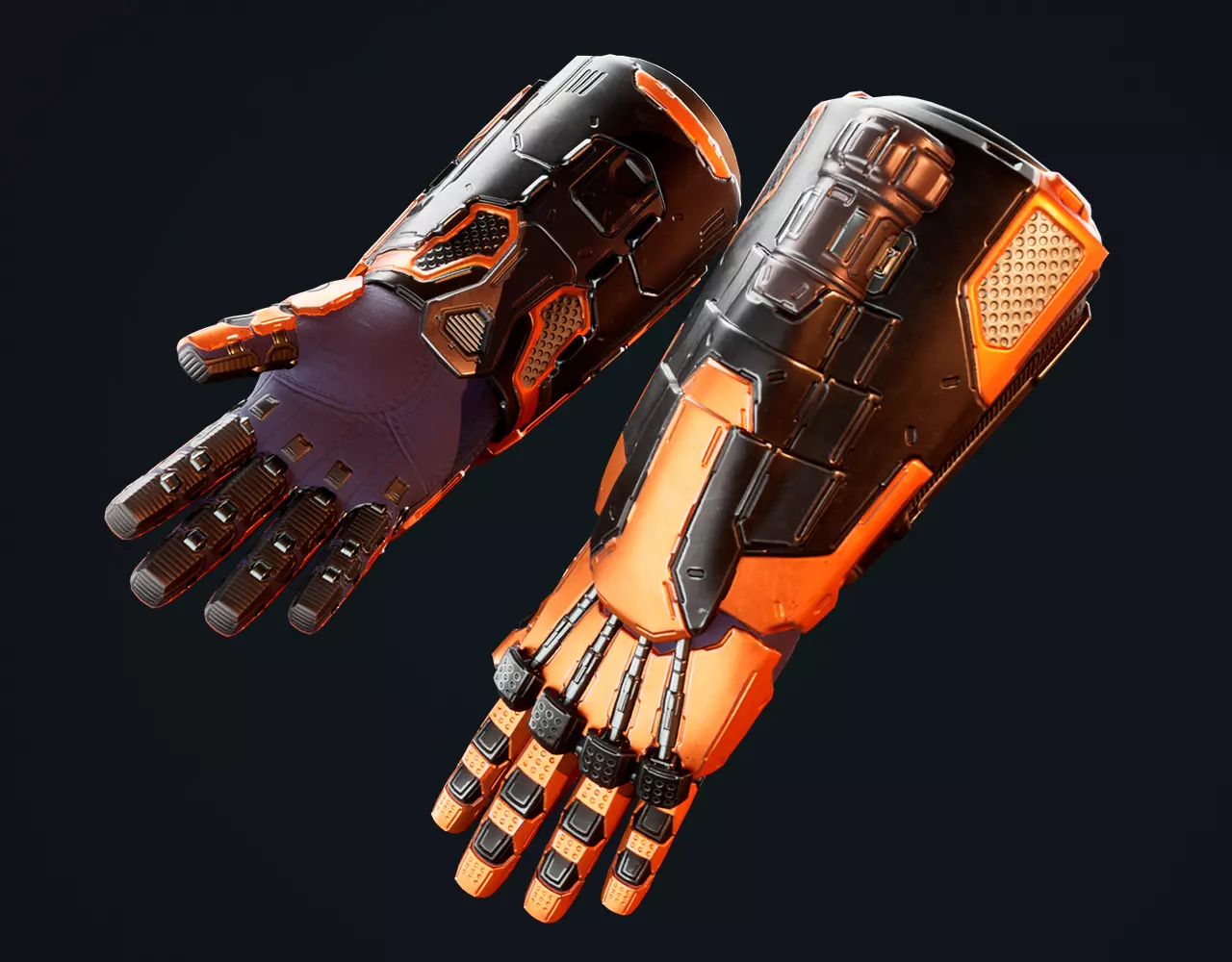 Sci-fi Power Gloves Low-poly 3D model_0