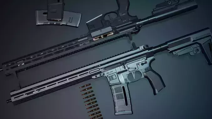 Game Ready AR15-M4 Rifle VR - AR 3D Weapon with PBR Texture Low-poly 3D model