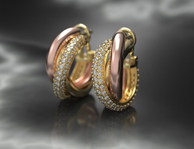 Trinity Earrings With Gems 3D print model