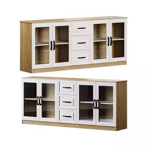 Modern Wood Buffet 3 3D model