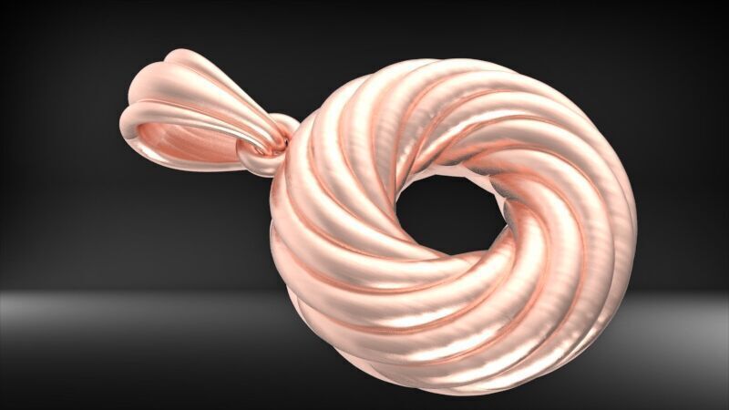 Black Hole Spiral Pendant Necklace Charm Bracelet Jewelry 3D print model_5