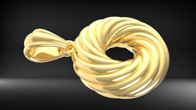 Black Hole Spiral Pendant Necklace Charm Bracelet Jewelry 3D print model_2