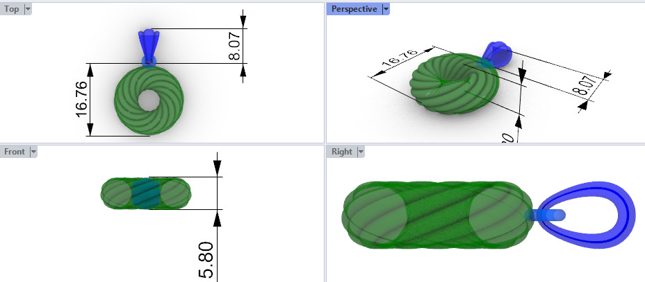 Black Hole Spiral Pendant Necklace Charm Bracelet Jewelry 3D print model_20