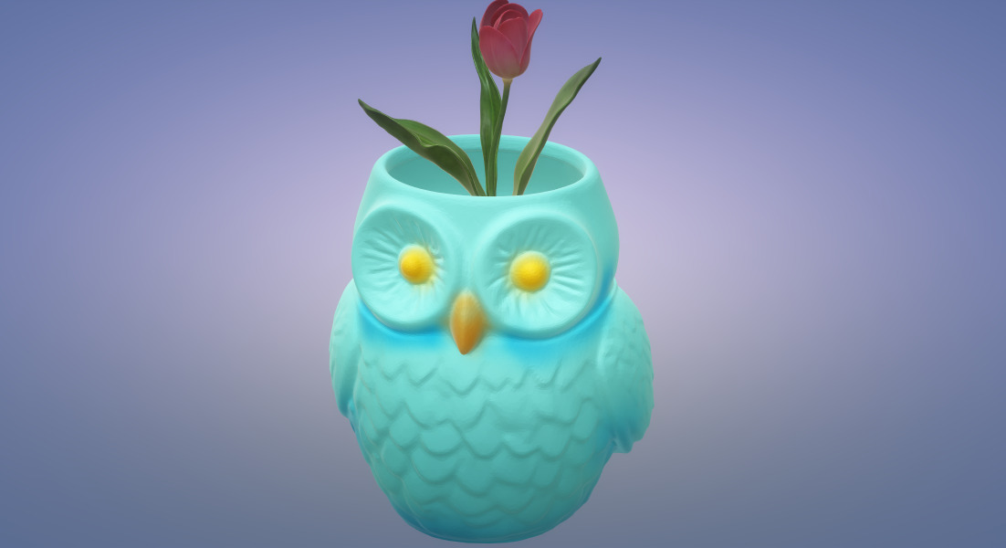 owl pot 3D print model_5