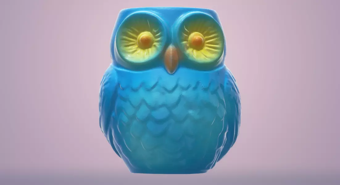 owl pot 3D print model_0