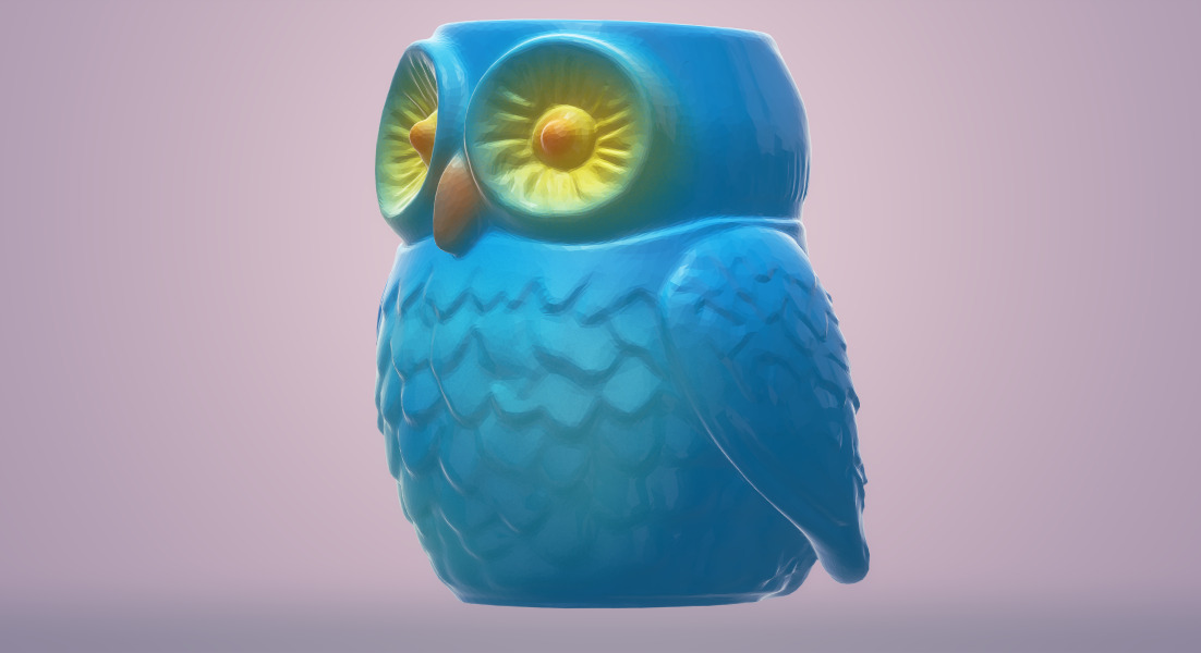 owl pot 3D print model_1