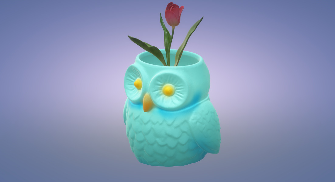 owl pot 3D print model_4