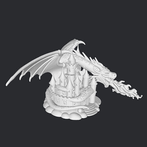 castle and dragon 3D print model