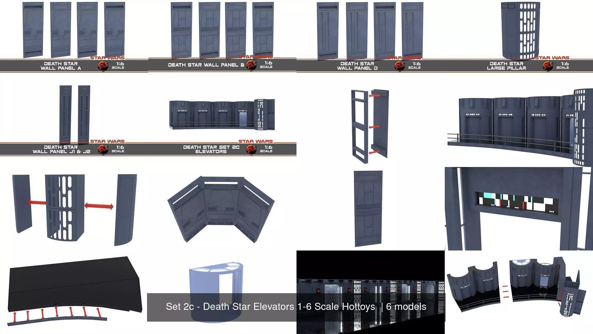 Set 2c - Death Star Elevators 1-6 Scale Hottoys  3D Model Collection_1