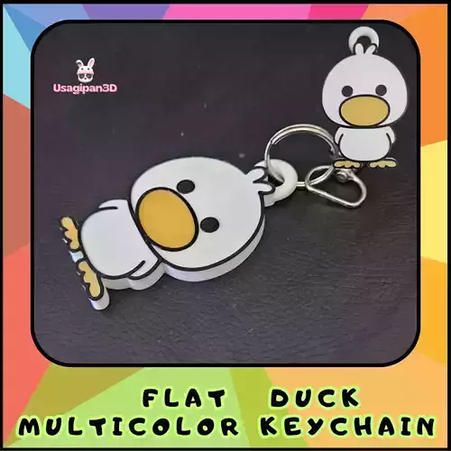 Flat Duck Multicolor Keychain 3D print model
