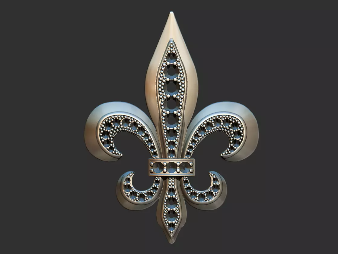 fleur de lis  - Lis Flower With gems 3D print model_0