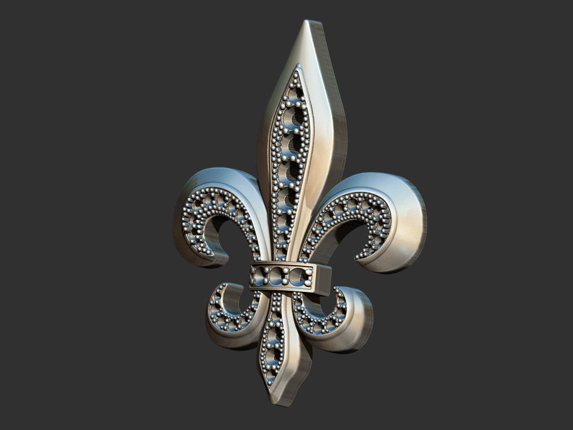 fleur de lis  - Lis Flower With gems 3D print model_7