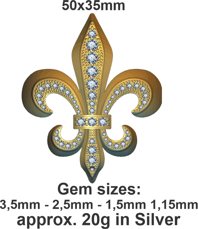 fleur de lis  - Lis Flower With gems 3D print model_2
