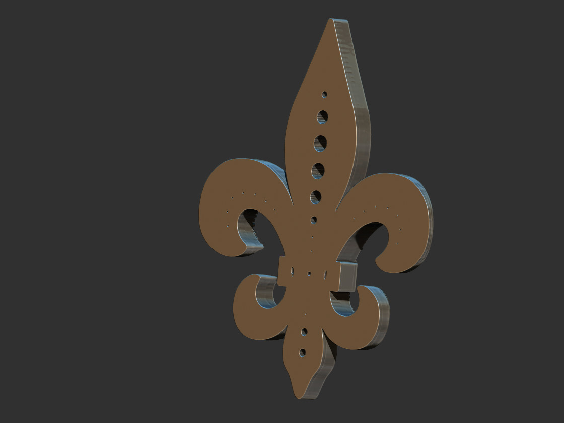 fleur de lis  - Lis Flower With gems 3D print model_4