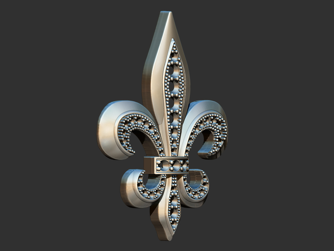 fleur de lis  - Lis Flower With gems 3D print model_1