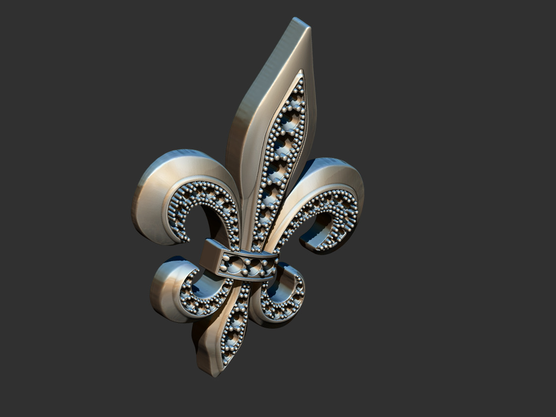 fleur de lis  - Lis Flower With gems 3D print model_9