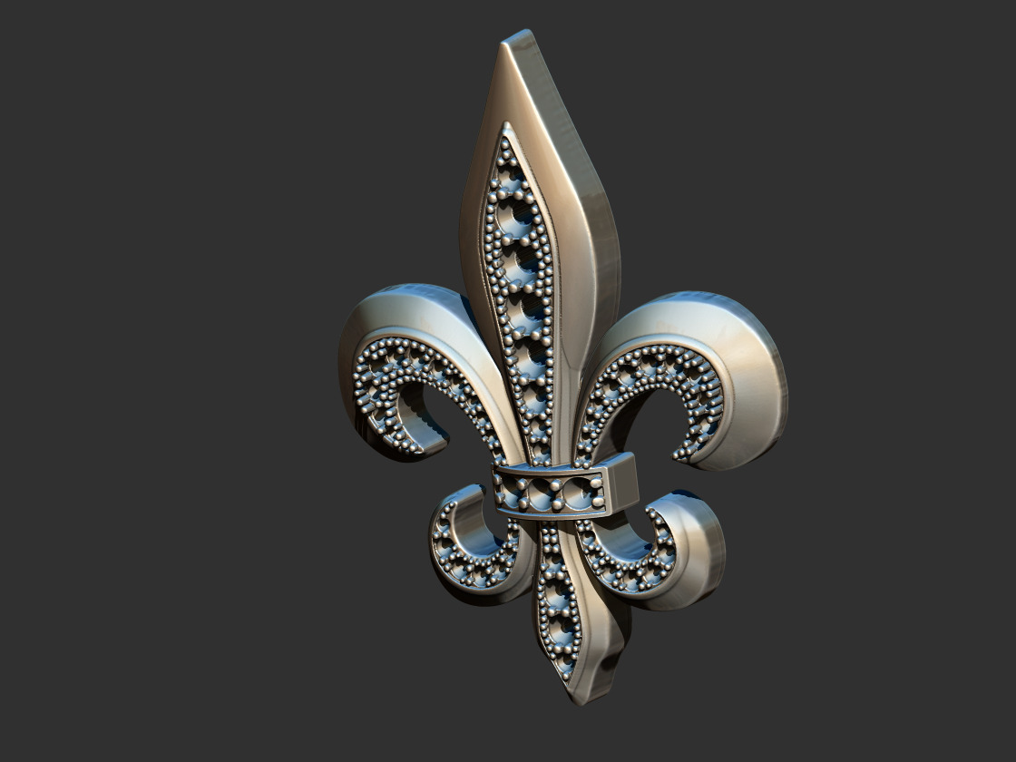 fleur de lis  - Lis Flower With gems 3D print model_10