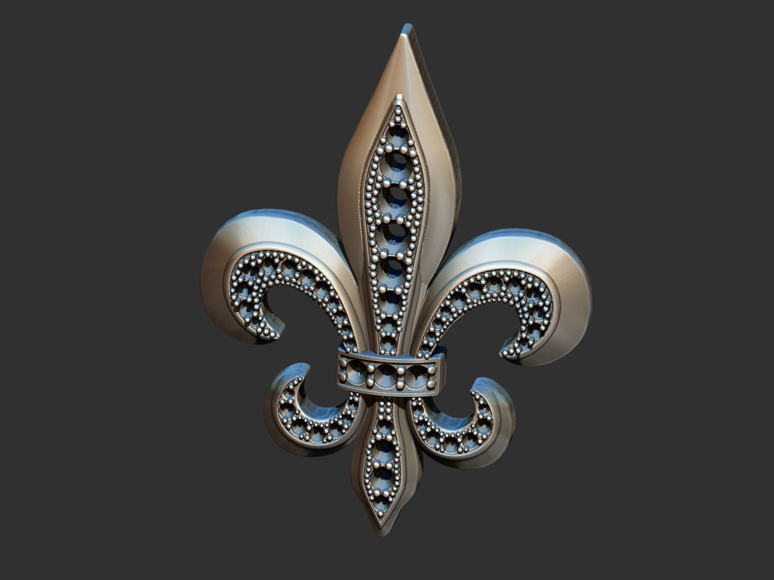 fleur de lis  - Lis Flower With gems 3D print model_8