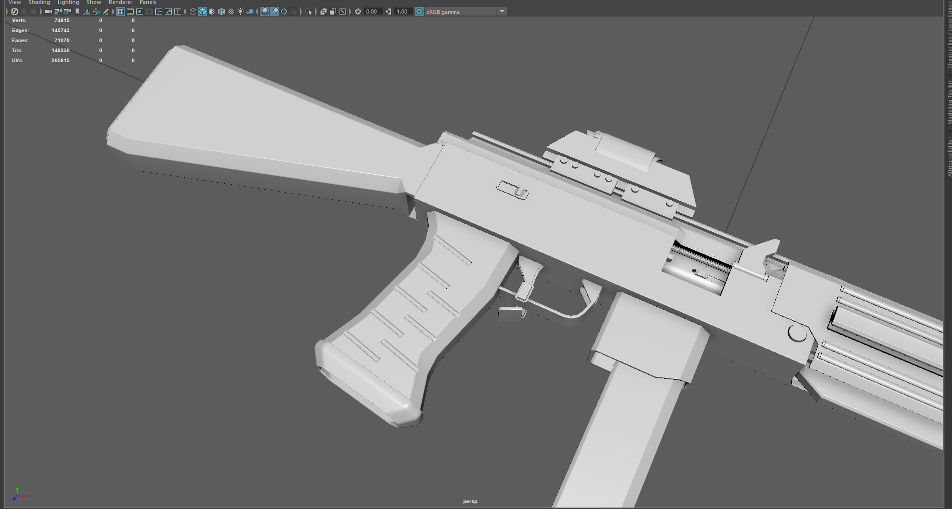 Low Poly Submachine Gun  Low-poly 3D model_1