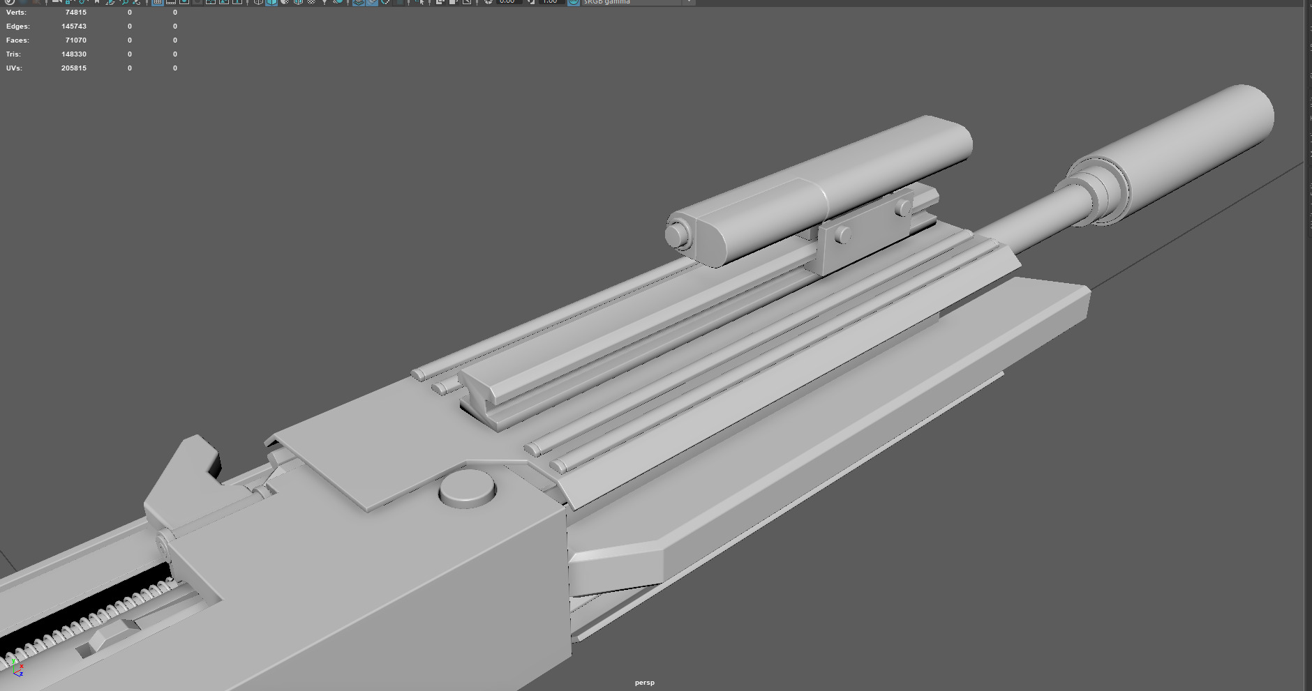 Low Poly Submachine Gun  Low-poly 3D model_4