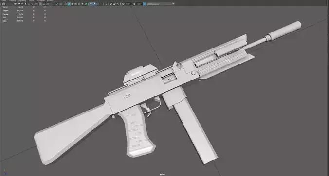 Low Poly Submachine Gun  Low-poly 3D model