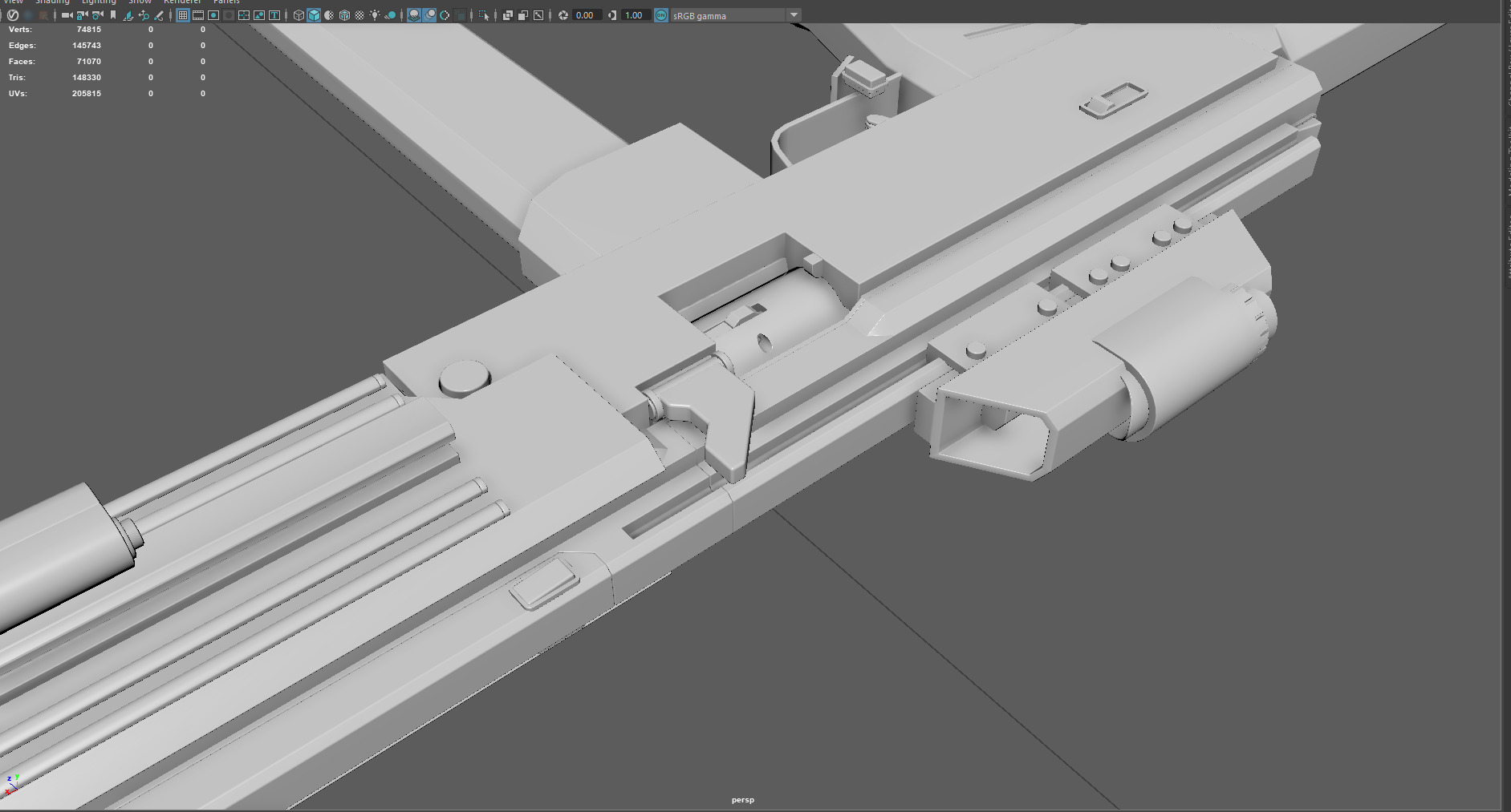 Low Poly Submachine Gun  Low-poly 3D model_3