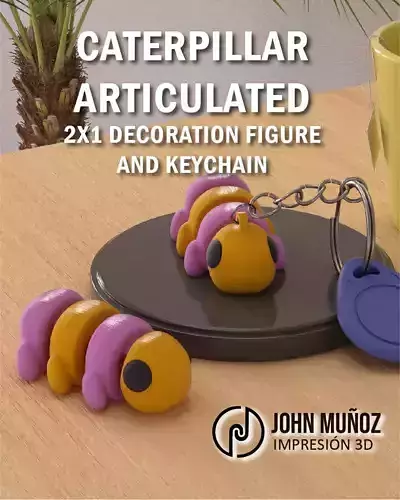 Caterpillar Cute Articulated Version and Keychain
