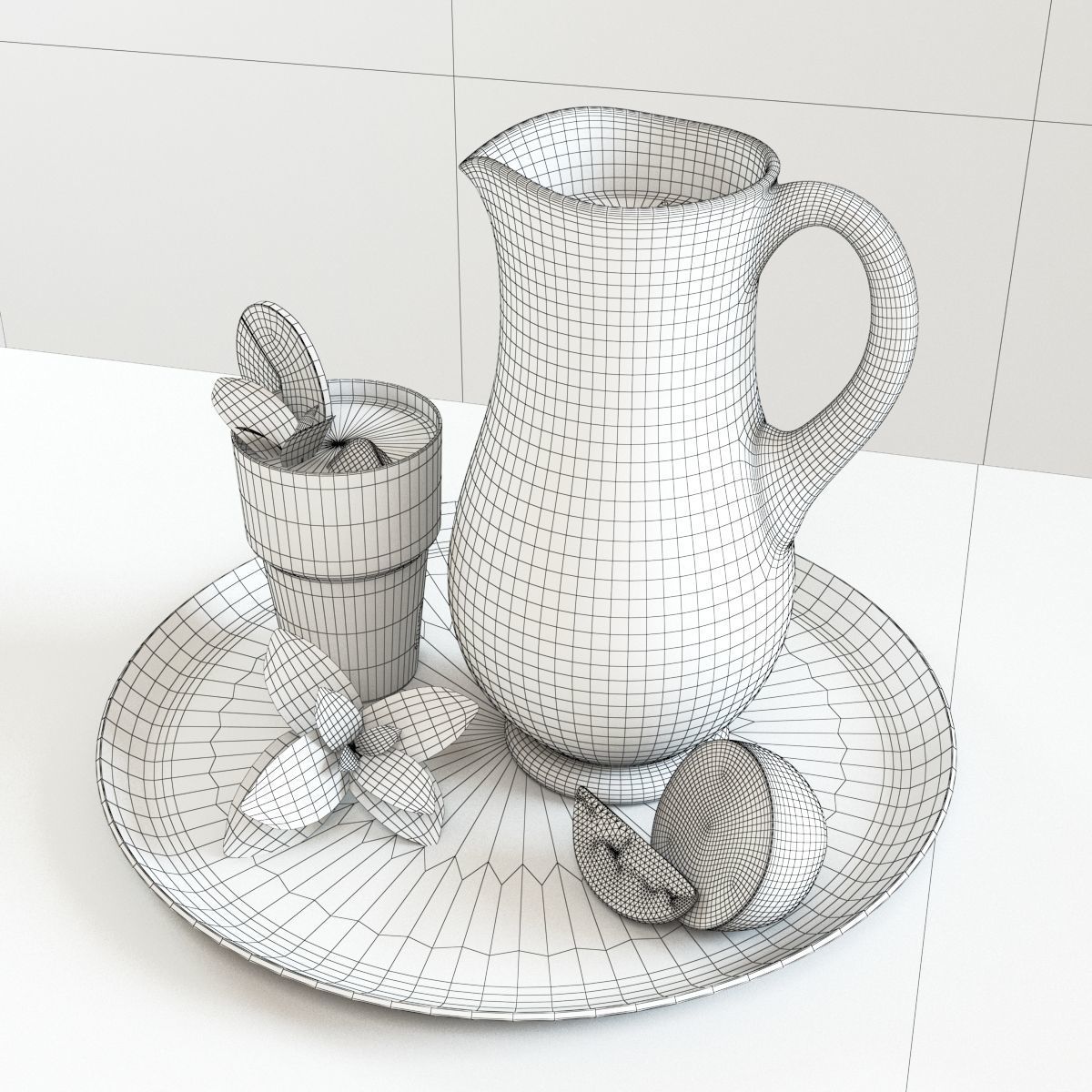 Mojito in a Glass Jug 3D model_4