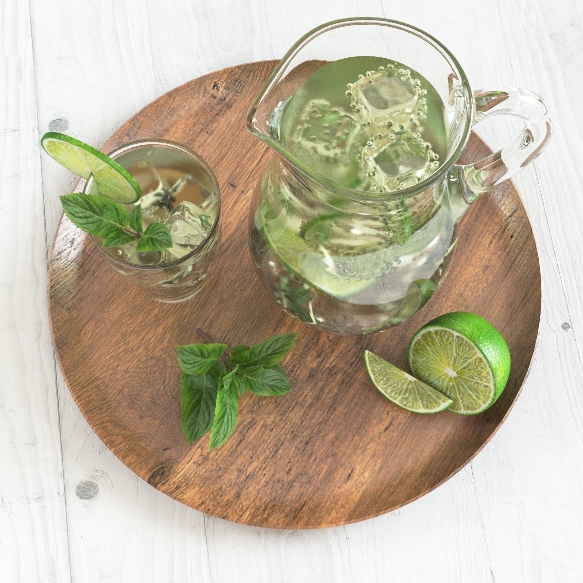 Mojito in a Glass Jug 3D model_2