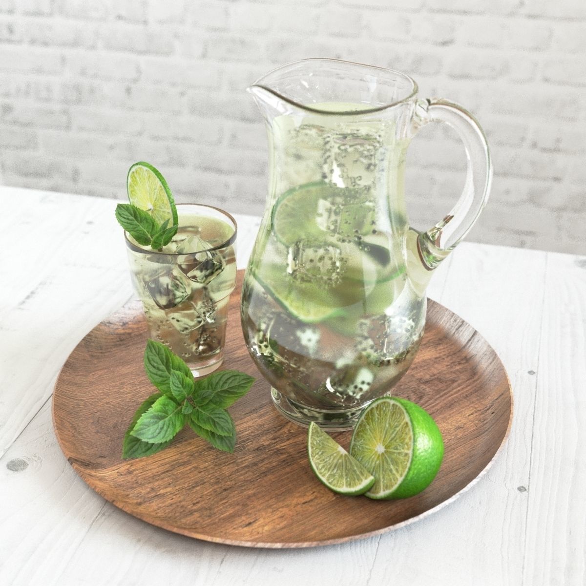 Mojito in a Glass Jug 3D model_1