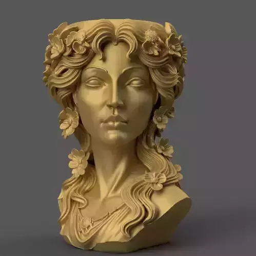 Elegant Woman Head Planter urn candy container candle holder