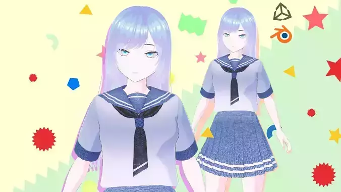 Anime Girl in School Dress Fully Rigged