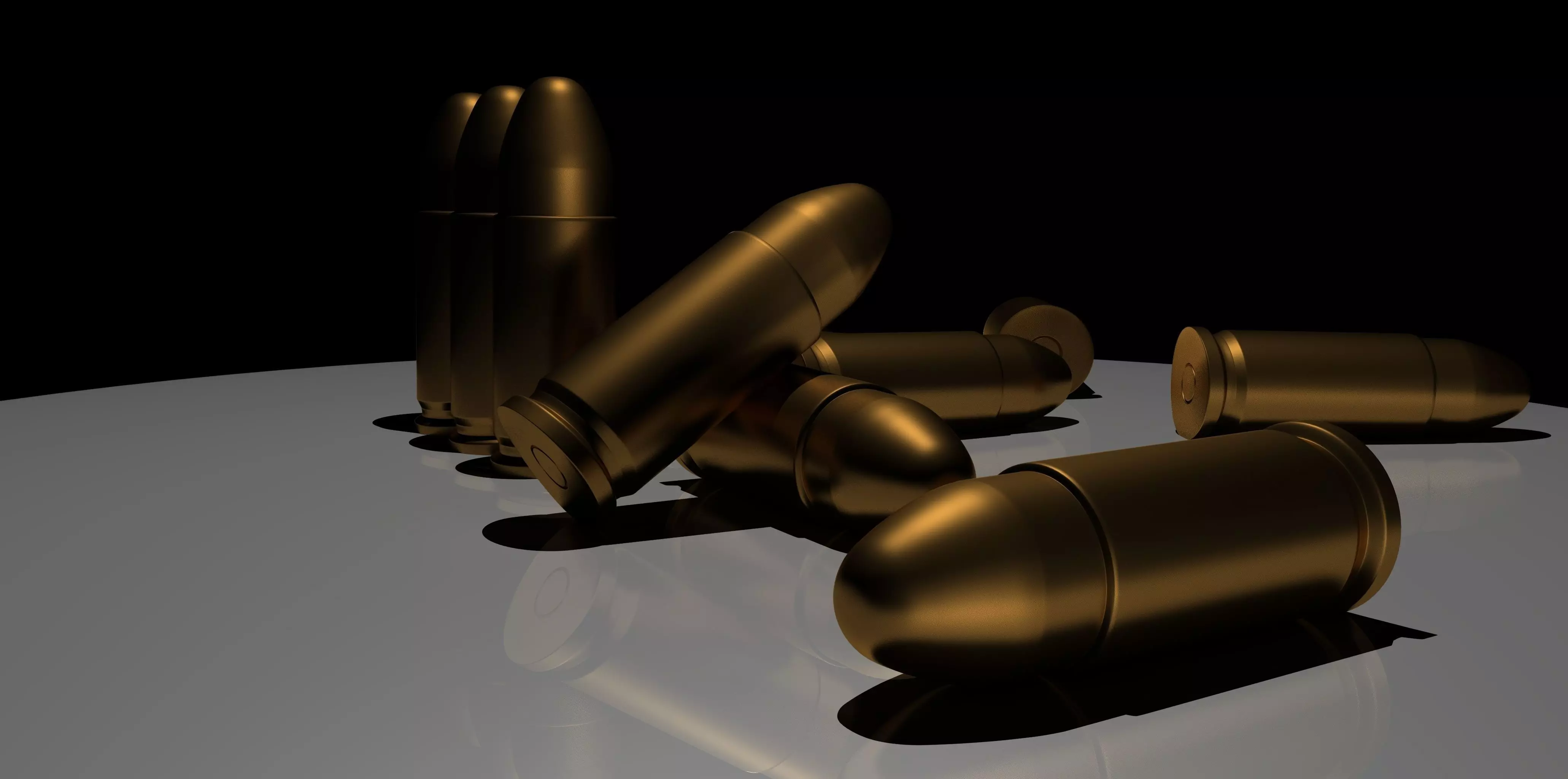 bullet golden bullets on table Low-poly 3D model_0