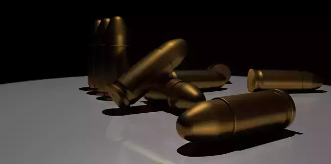 bullet golden bullets on table Low-poly 3D model