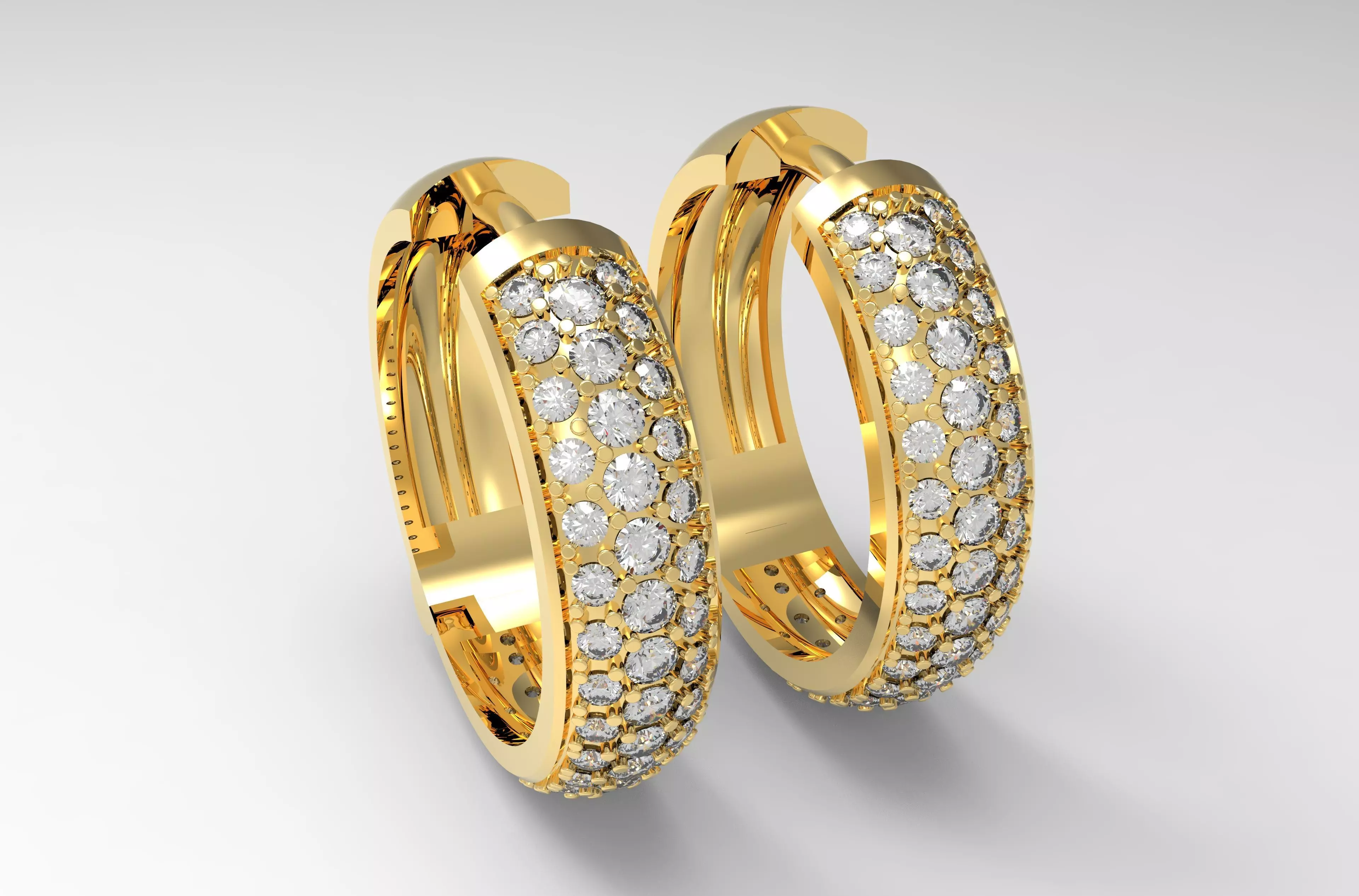 Diamond Paved Hoop Earring 3D print model