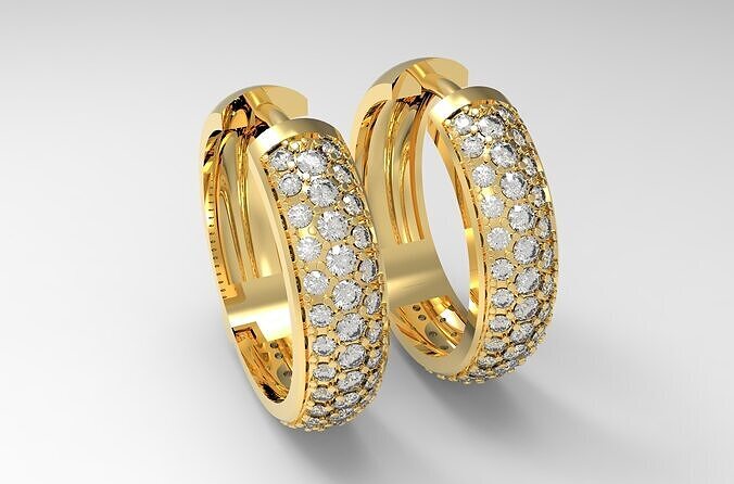 Diamond Paved Hoop Earring 3D print model