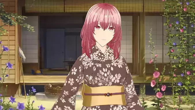 Anime Girl in Traditional Kimono 