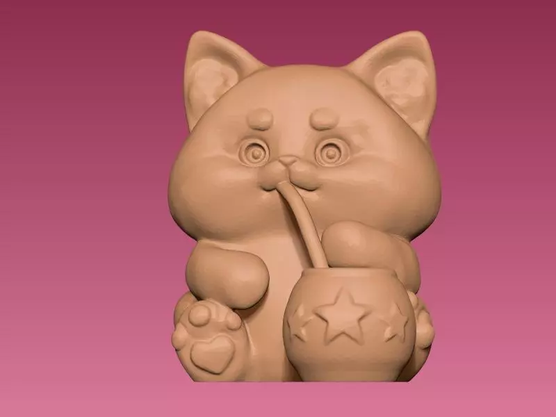 gatito con mate Argentino 3D print model_0