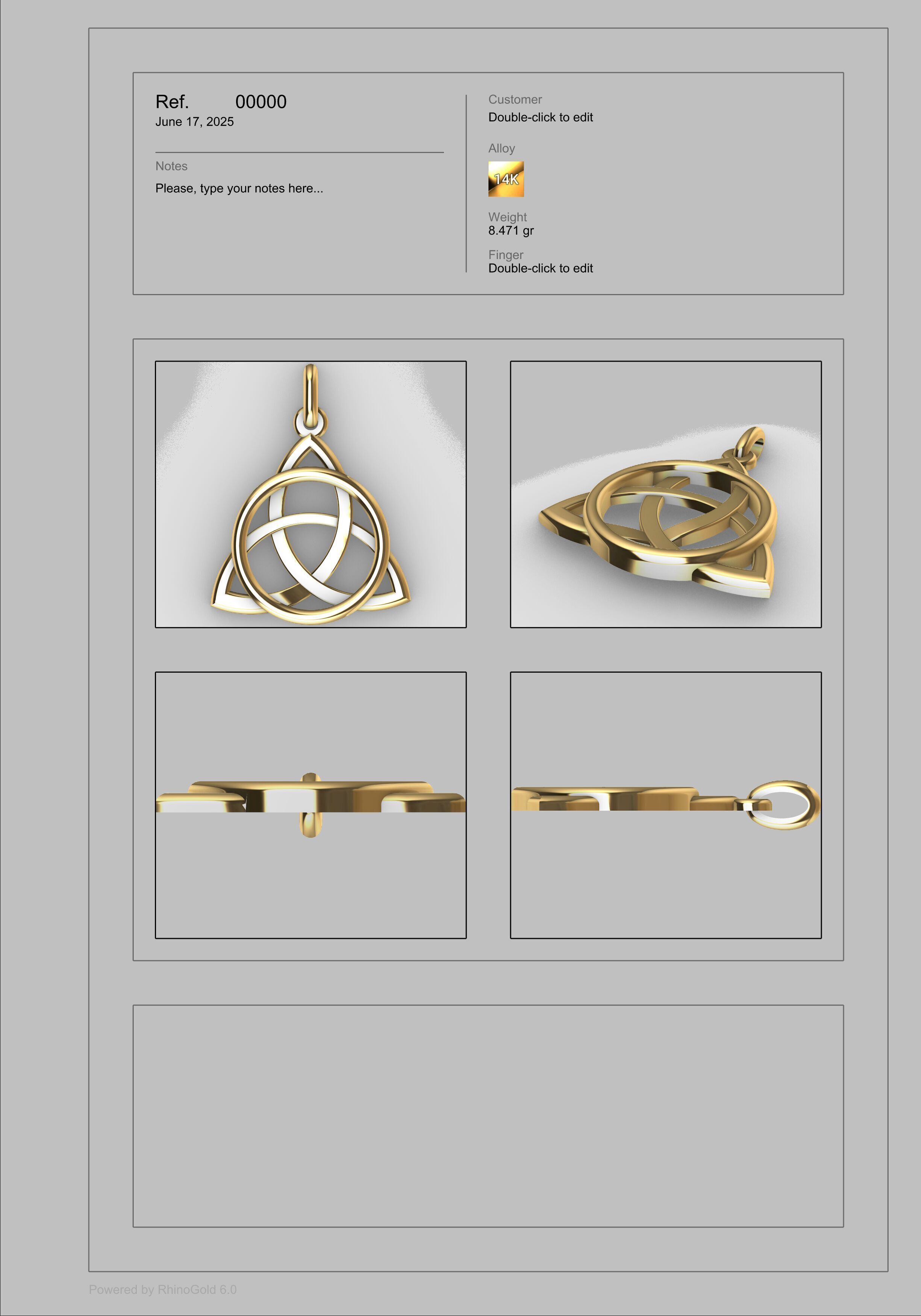 Triangular Irish Trinity Celtic Knot Pendant Necklace 3D print model_12