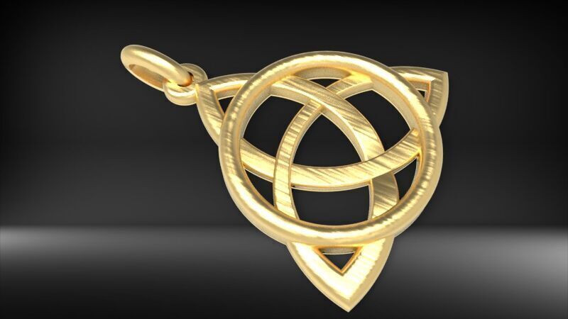 Triangular Irish Trinity Celtic Knot Pendant Necklace 3D print model_1